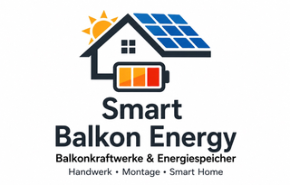 Smart Balkon Energy – Original-Firmenlogo mit Haus, Sonne, Solarpanelen und Batterie